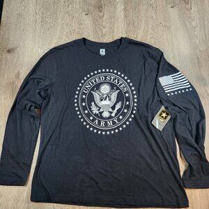 U.S. Army Long Sleeve Shirt Mens XL Black Cotton Blend Graphic Tee Official Gear